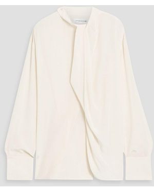 Victoria Beckham Draped Silk Crepe De Chine Blouse - Natural