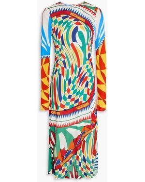 Dolce & Gabbana Printed Jersey Midi Dress - White