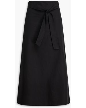 TOTEME Tie-Detailed Cotton-Poplin Midi Skirt - Black