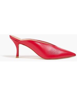 Stuart Weitzman Lulah Leather Mules - Red