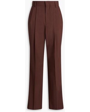 ARMARIUM Celia Pleated Wool Straight-leg Trousers - Brown