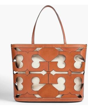 Tory Burch Ella Laser-cut Leather Tote - Orange