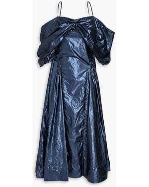 Rejina Pyo Dora Cold-Shoulder Lamé Midi Dress - Blue