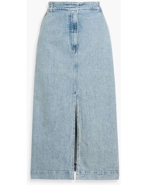 Another Tomorrow Denim Midi Pencil Skirt - Blue