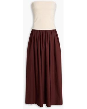 Esse Studios Strapless Stretch-Knit And Cotton-Poplin Maxi Dress - Red