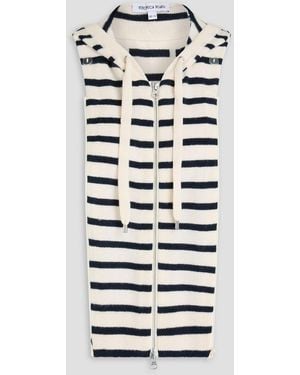 Veronica Beard Striped Wool And Cashmere-Blend Hooded Dickey - White