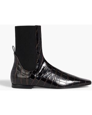 TOTEME Croc-Effect Leather Chelsea Boots - Black