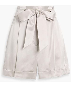 Michelle Mason Belted Silk-Satin Shorts - Natural
