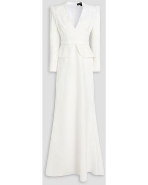 Jenny Packham Night Flowering Embellished Crepe Gown - White