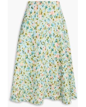 Erdem Printed Cloqué Midi Skirt - Green