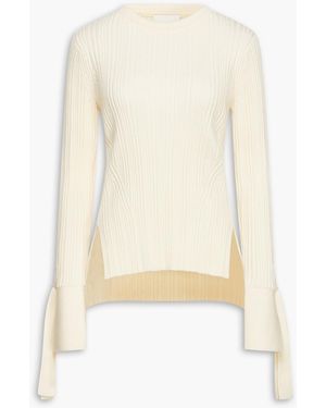 3.1 Phillip Lim Tie-Detailed Ribbed Wool-Blend Sweater - White