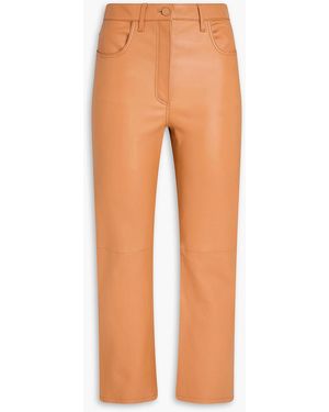 JOSEPH Duke Cropped Leather Straight-Leg Trousers - Orange