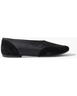 STAUD Alba Sport Suede-Trimmed Shell Ballet Flats - Black