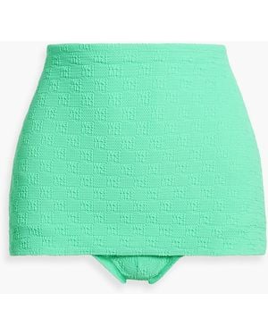 T By Alexander Wang Skirt-Effect Stretch-Jacquard Bikini Briefs - Green