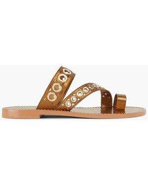 Sandro Embellished Cutout Leather Sandals - Metallic