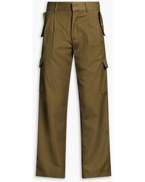 Drole de Monsieur Pleated Twill Cargo Trousers - Green
