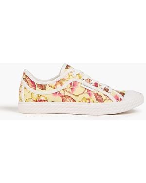Zimmermann Floral-print Linen Sneakers - Pink