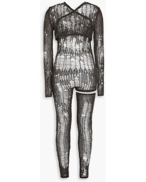 Rick Owens Spider Ziggy Convertible Brushed Open-Knit Jumpsuit - Black