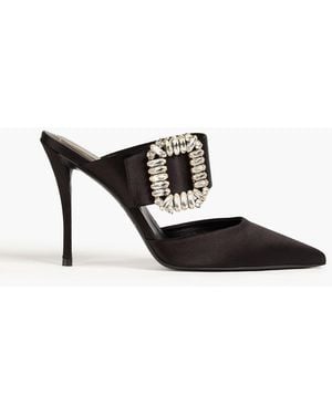 Roger Vivier Crystal-embellished Satin Mules - Black