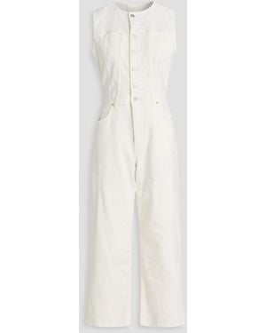 PAIGE Cirie Cropped Denim Jumpsuit - White