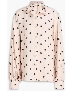 Zimmermann Pussy-Bow Polka-Dot Crepe De Chine Blouse - Pink
