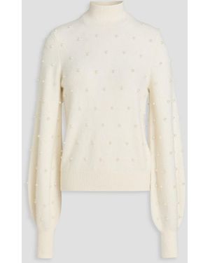 Zimmermann Faux Pearl-Embellished Alpaca-Blend Turtleneck Sweater - White