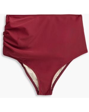Peony Staple hi bikini-höschen aus stretch-econyl® mit raffungen - Rot