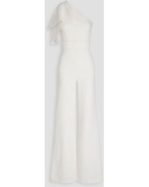 Safiyaa Tiffany One-shoulder Stretch-crepe Wide-leg Jumpsuit - White