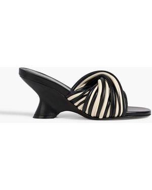 Dries Van Noten Two-Tone Leather Mules - Black