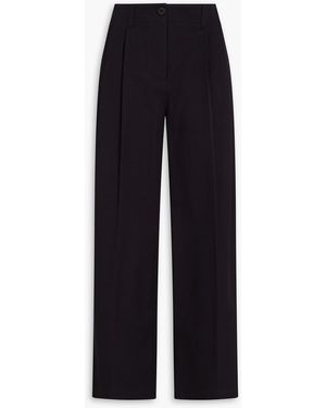 TOTEME Pleated Cotton-twill Straight-leg Trousers - Blue