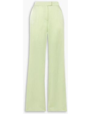 Galvan London Boyfriend Satin Flared Pants - Green