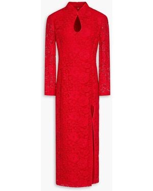 Huishan Zhang Cutout Guipure Lace Midi Dress - Red