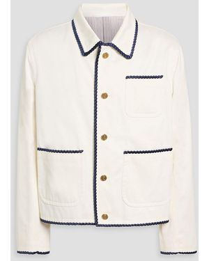 Thom Browne Embroidered Cotton-Twill Jacket - Natural