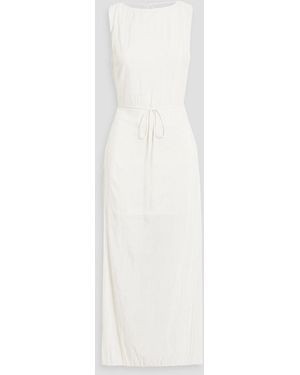 Solid & Striped The Lou Crinkled Crepe De Chine Midi Dress - White