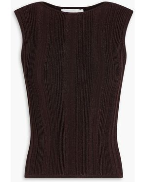 Zimmermann Metallic Ribbed-knit Tank - Black