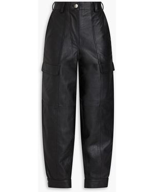 DEADWOOD Palma Leather Tapered Trousers - Black