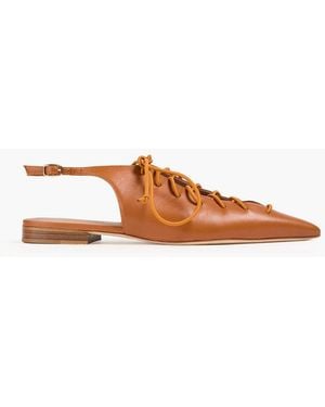 Malone Souliers Alia Leather Point-Toe Flats - Brown