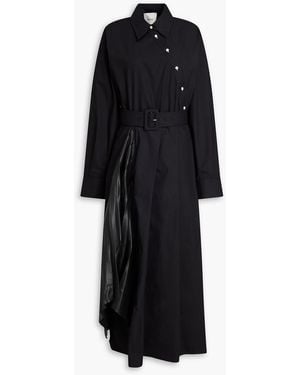 Rohe Asymmetric Belted Cotton-poplin Midi Shirt Dress - Black