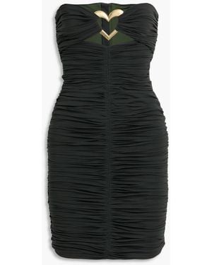 Area Strapless Embellished Cutout Stretch-Jersey Mini Dress - Black