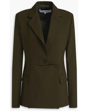 JW Anderson Cutout Wool-Blend Blazer - Green
