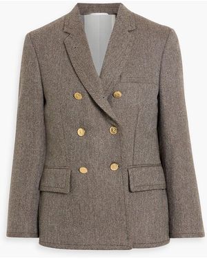 Thom Browne Double-Breasted Herringbone Wool-Tweed Blazer - Brown