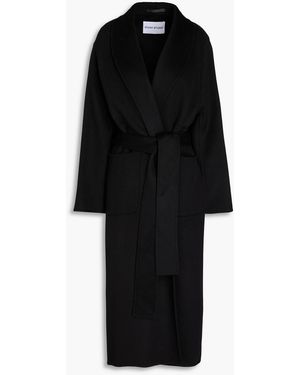 Stand Studio Belted Brushed Wool-blend Felt Coat - Black