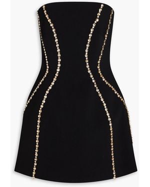 Jenny Packham Strapless Crystal-Embellished Crepe Mini Dress - Black