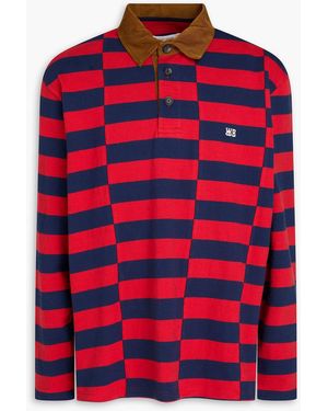 Wales Bonner Poloshirt aus baumwoll-jersey mit streifen und cordbesatz - Rot