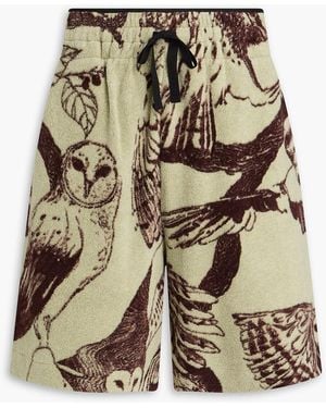 Jil Sander Printed Cotton-Fleece Drawstring Shorts - Green