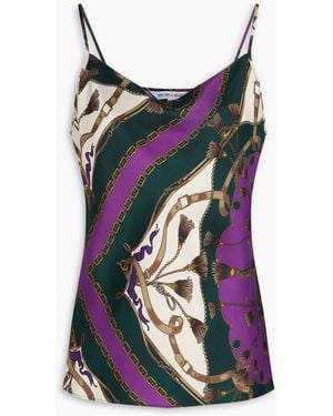 Veronica Beard Sola Draped Printed Silk-Blend Twill Camisole - Red