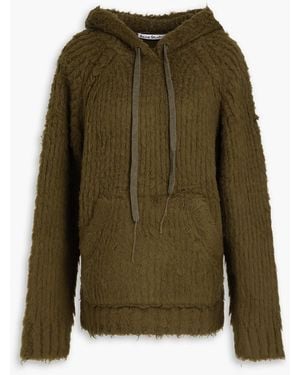 Acne Studios Brushed Ribbed Wool-blend Hoodie - Green