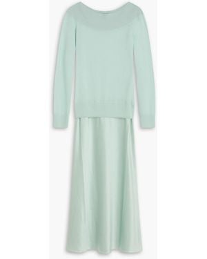 Christopher Esber Off-The-Shoulder Layered Cashmere And Silk Maxi Dress - Green