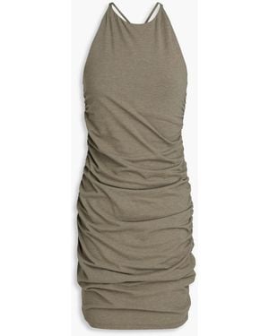 James Perse Ruched Cotton-Blend Jersey Mini Dress - Natural