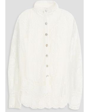 FARM Rio Scalloped Guipure Lace Shirt - White